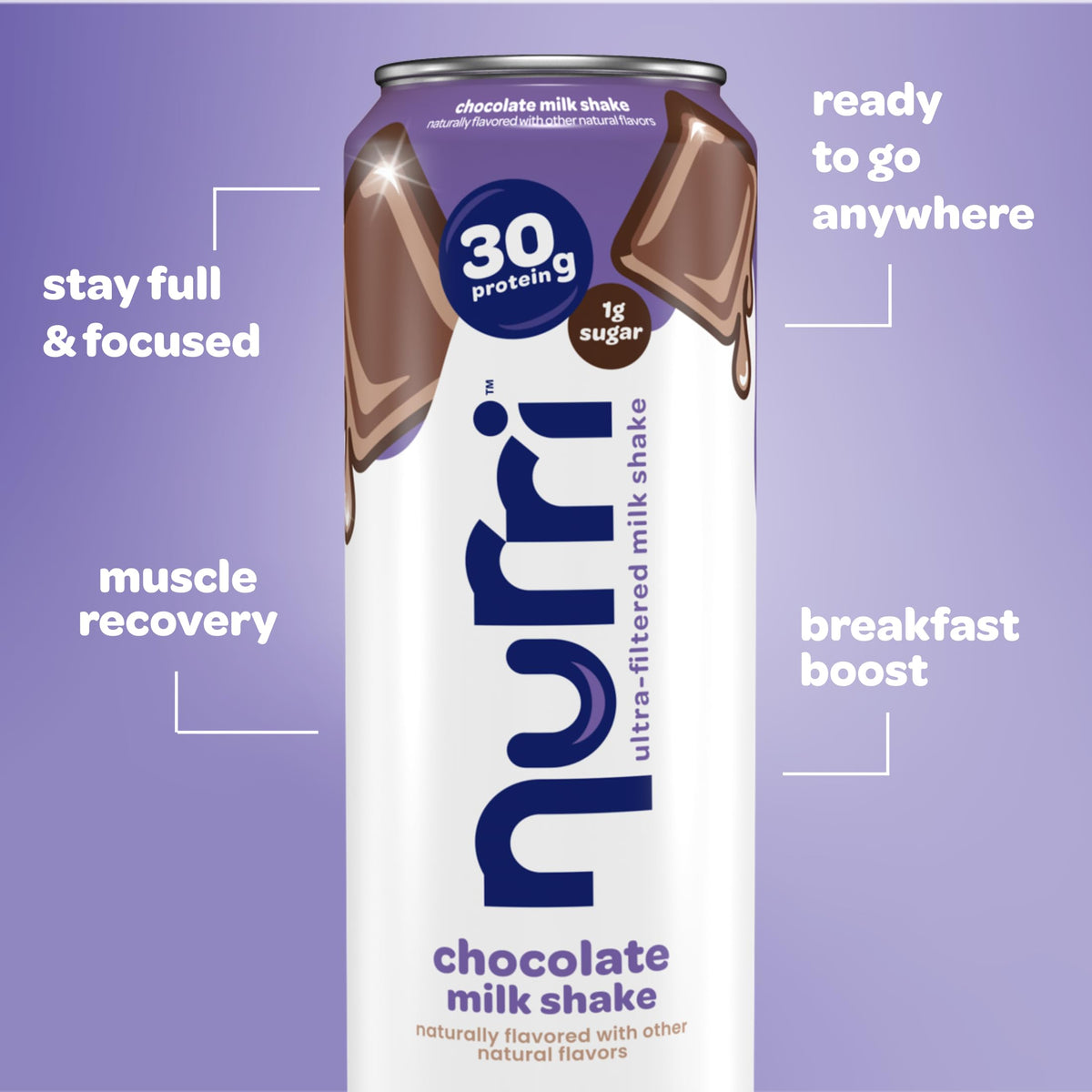 Nurri Chocolate Protein Shake — 30g Ultra-Filtered, Lactose-Free, 150 Calories, 11 fl oz Can