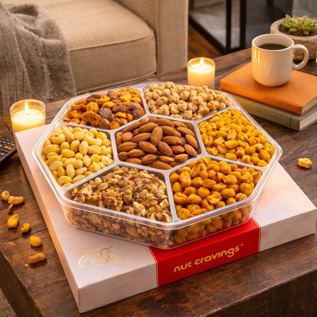 Nut Cravings Mothers Day Treats Gift Basket - Mixed Nuts in Red Gold Classic Box (7 Assortments, 1 lb)