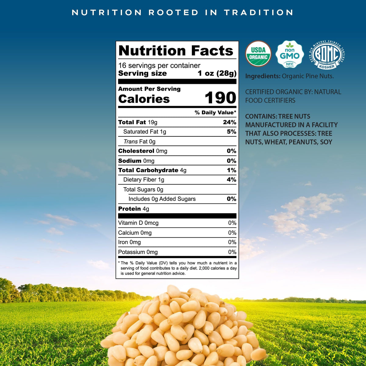 Nut Cravings CROP BY POP Organic Raw Pine Nuts, 16oz – Unsalted & Shelled