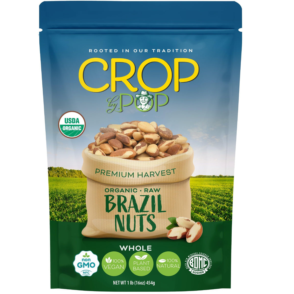 Crop by Pop Organic Raw Brazil Nuts (16 oz) – USDA Organic, Non-GMO, Resealable Bag | Nut Cravings