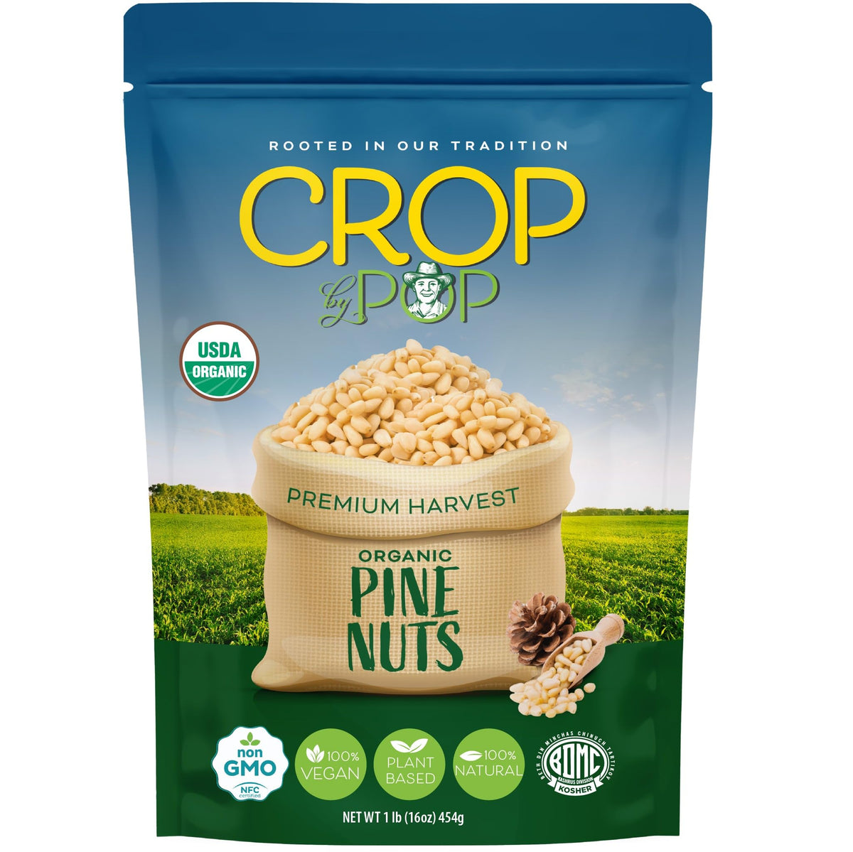 Nut Cravings CROP BY POP Organic Raw Pine Nuts, 16oz – Unsalted & Shelled