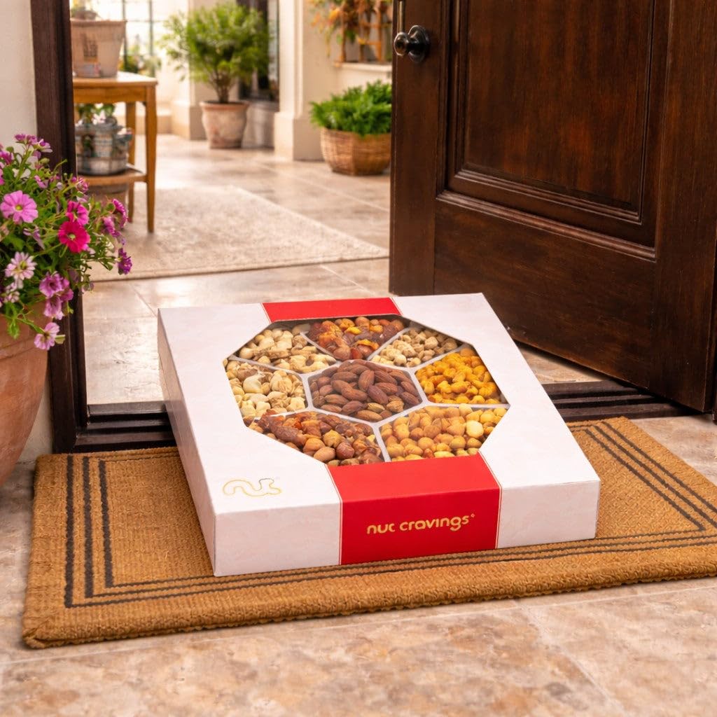 Nut Cravings Mothers Day Treats Gift Basket - Mixed Nuts in Red Gold Classic Box (7 Assortments, 1 lb)