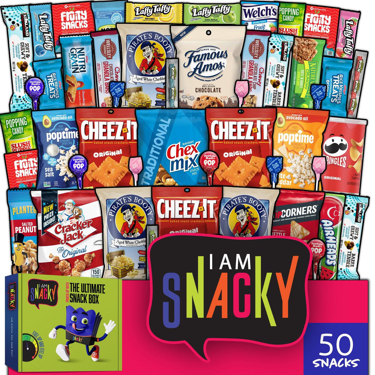 Nut Cravings I AM SNACKY Variety Pack – Mothers Day Treats Gift Box + Greeting Card (50 Count)