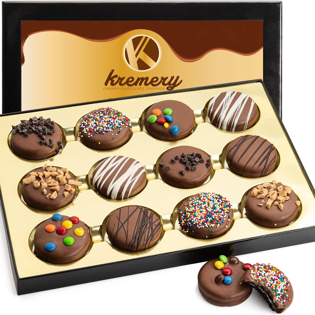 Nut Cravings Kremery Creamy Chocolate Cookies Gift Box – Kosher Dairy, 12 Cookies