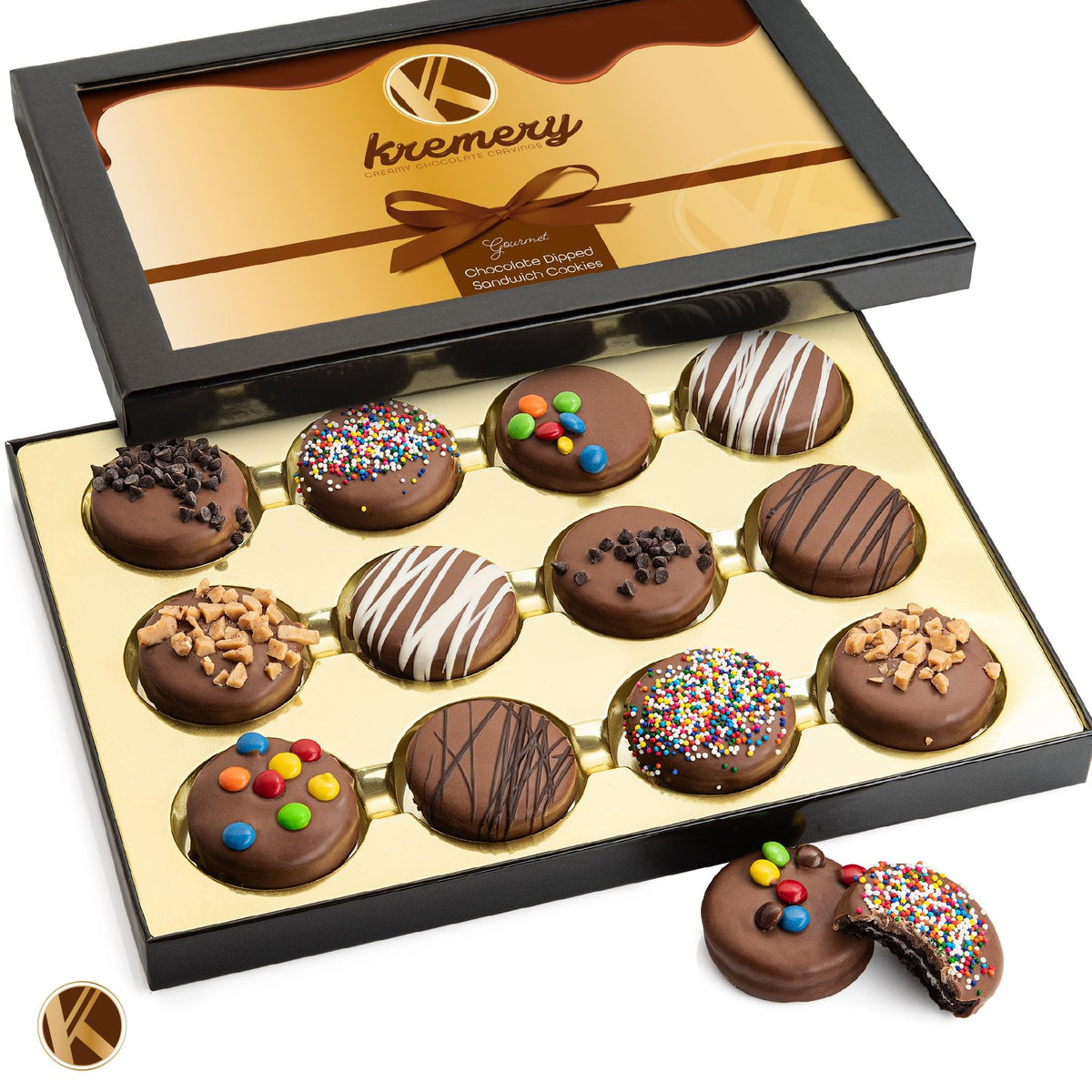 Nut Cravings Kremery Creamy Chocolate Cookies Gift Box – Kosher Dairy, 12 Cookies