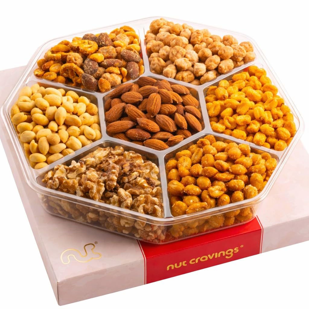 Nut Cravings Mothers Day Treats Gift Basket - Mixed Nuts in Red Gold Classic Box (7 Assortments, 1 lb)