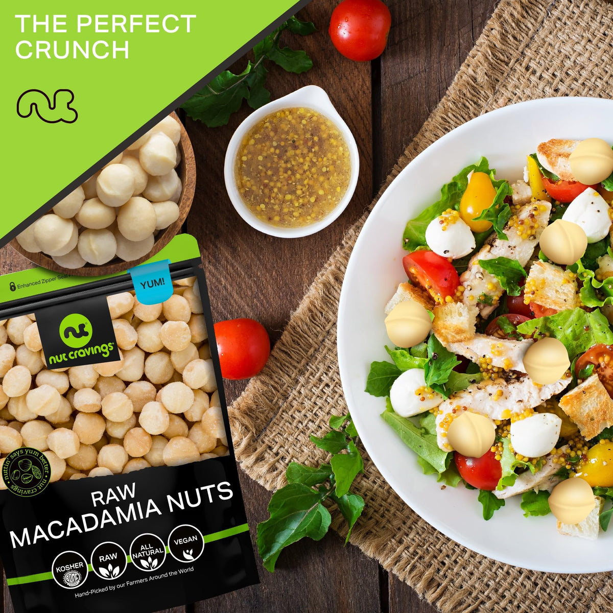 Nut Cravings Raw Macadamia Nuts – Unsalted & Shelled (32oz Bulk, 2 lb) | Kosher