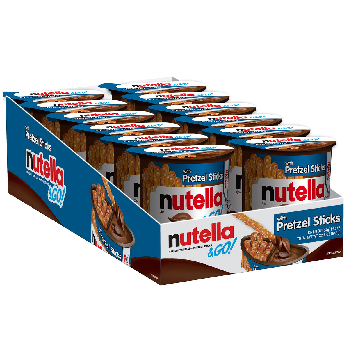 Nutella & GO! Chocolate Hazelnut Spread with Cocoa + Pretzel Sticks – 12 Snack Packs (1.9 oz Each)