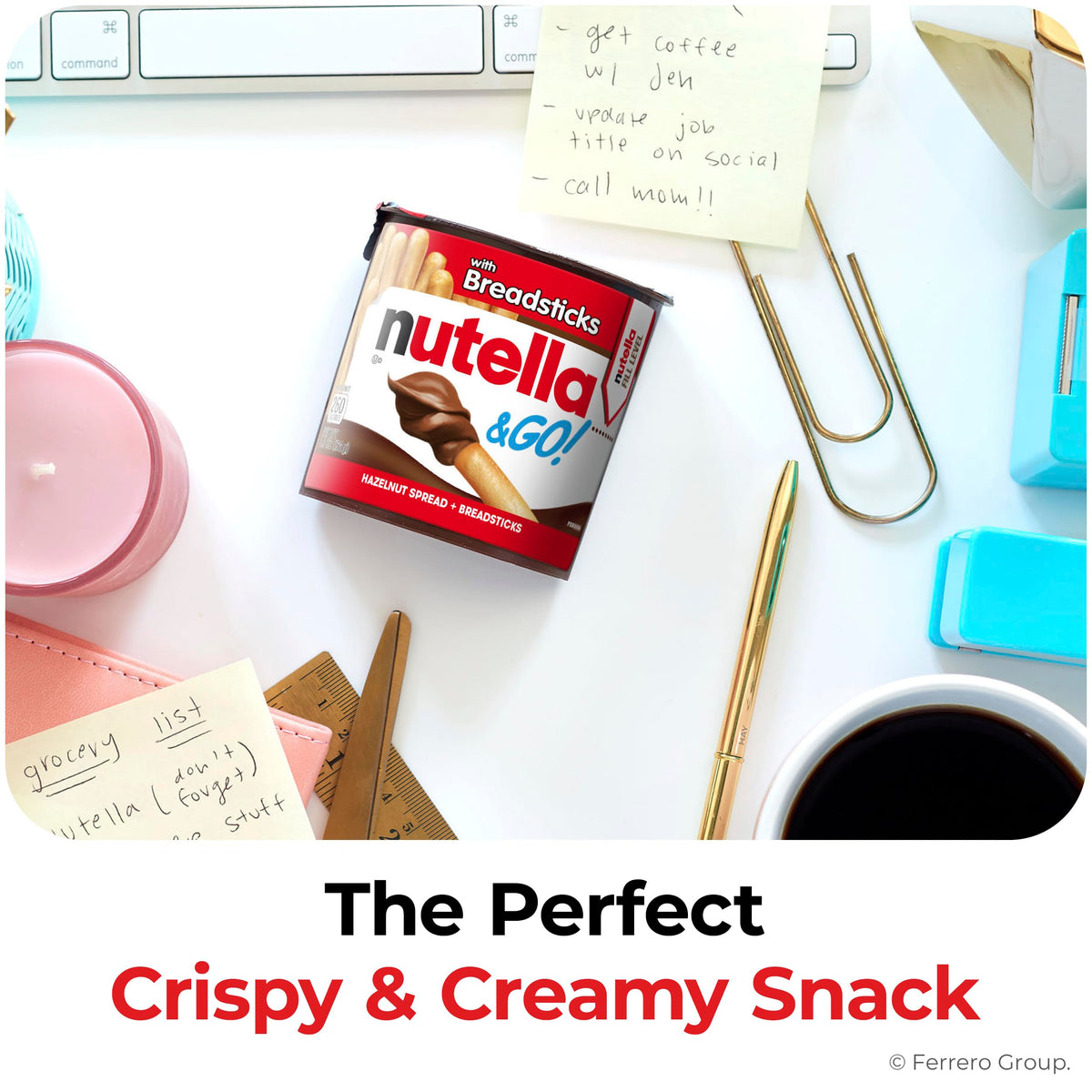 Nutella & GO! Chocolate Hazelnut Spread with Cocoa + Breadsticks – 24 Bulk Snack Packs