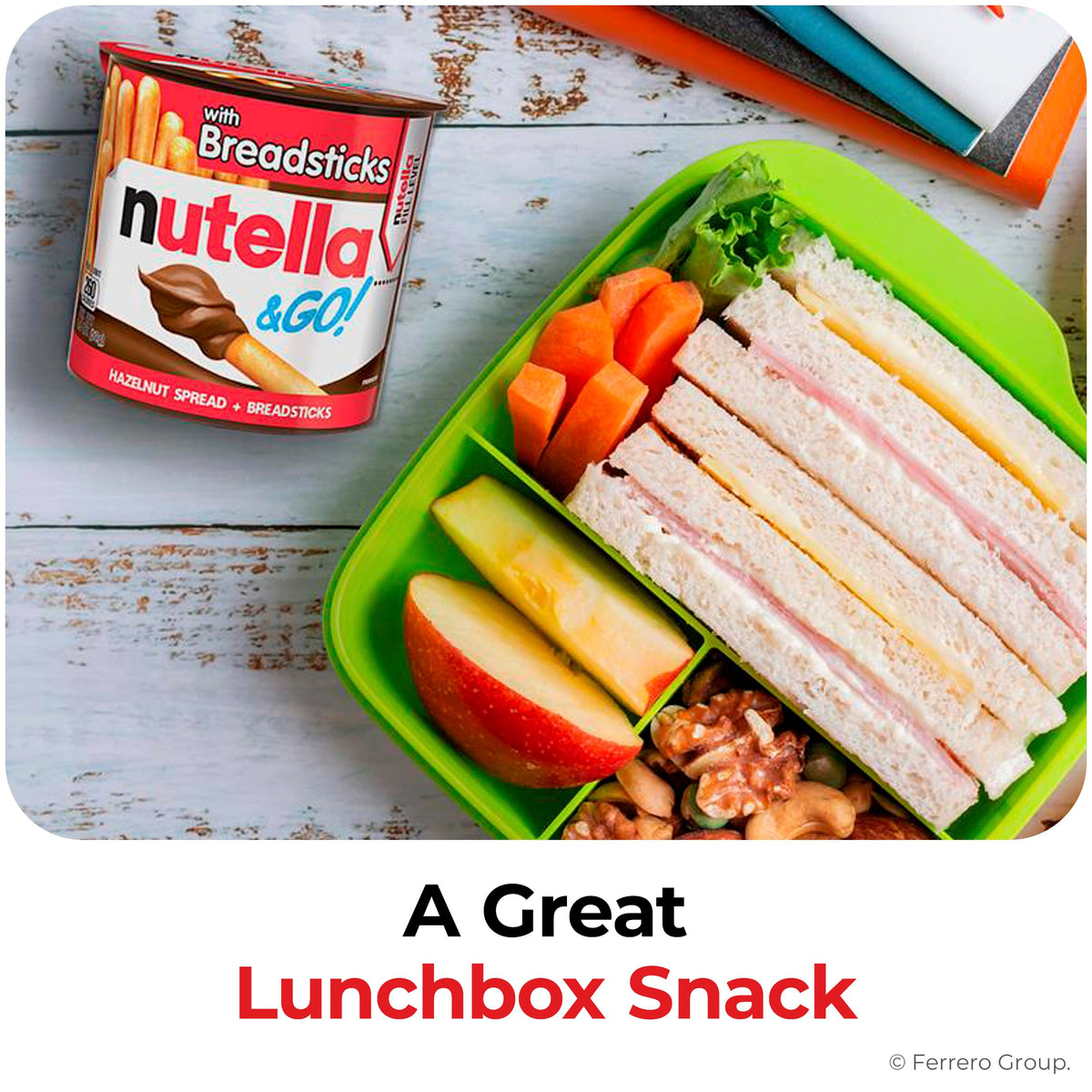 Nutella & GO! Chocolate Hazelnut Spread with Cocoa + Breadsticks - 12 Snack Cups, 1.8 oz Each