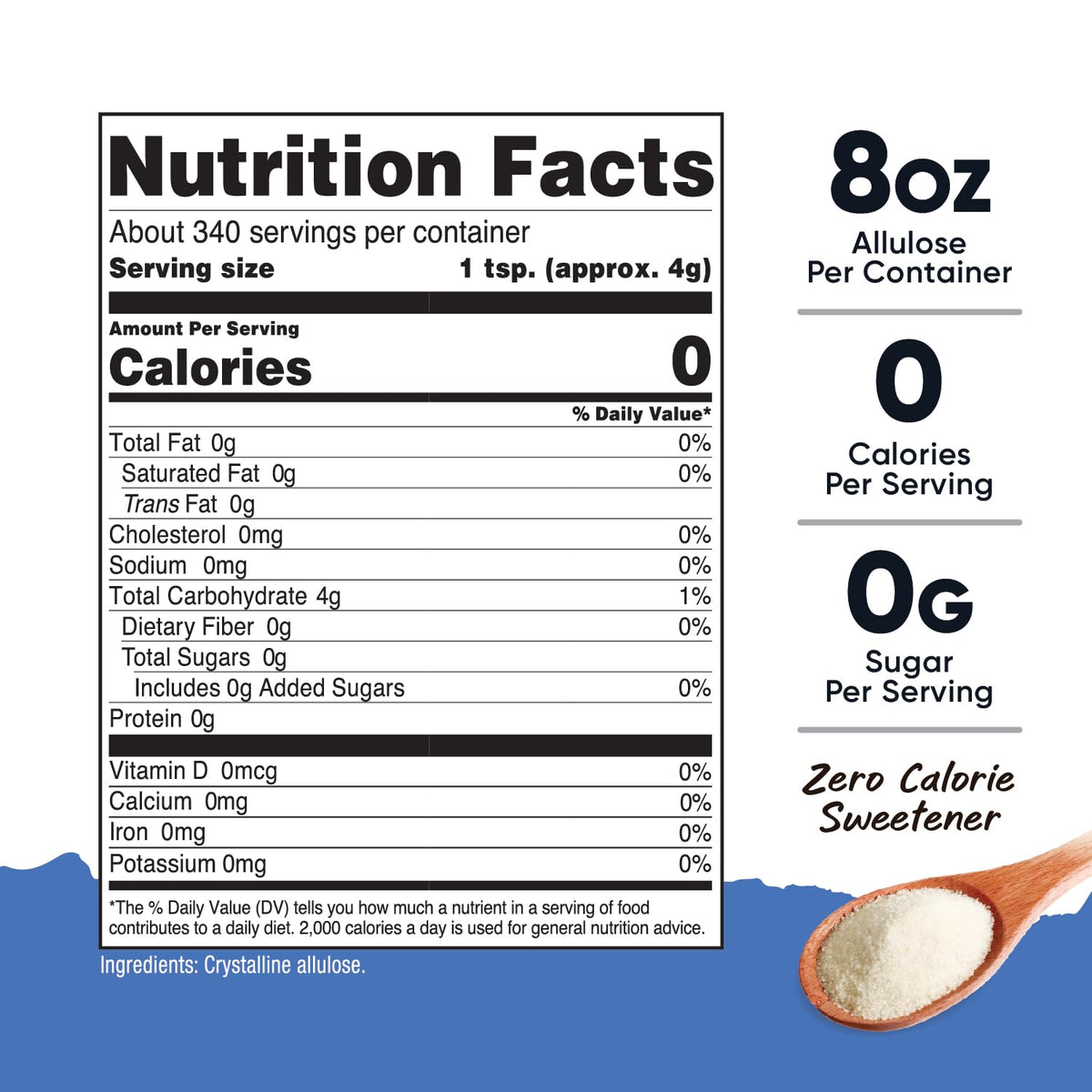 Nutricost Allulose Sweetener (3 LB) – 0 Calorie, Low Carb, Keto Friendly Sugar Substitute