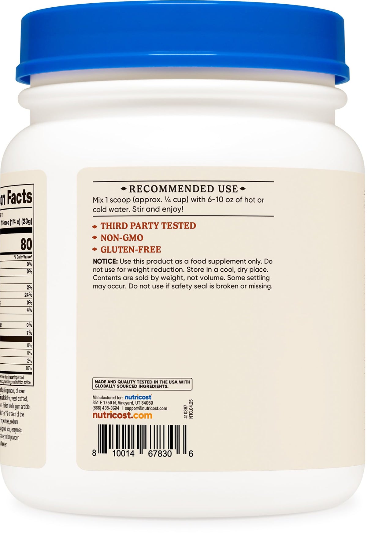 Nutricost Chicken Bone Broth Protein Powder — Chicken Soup Flavor, 20 Servings