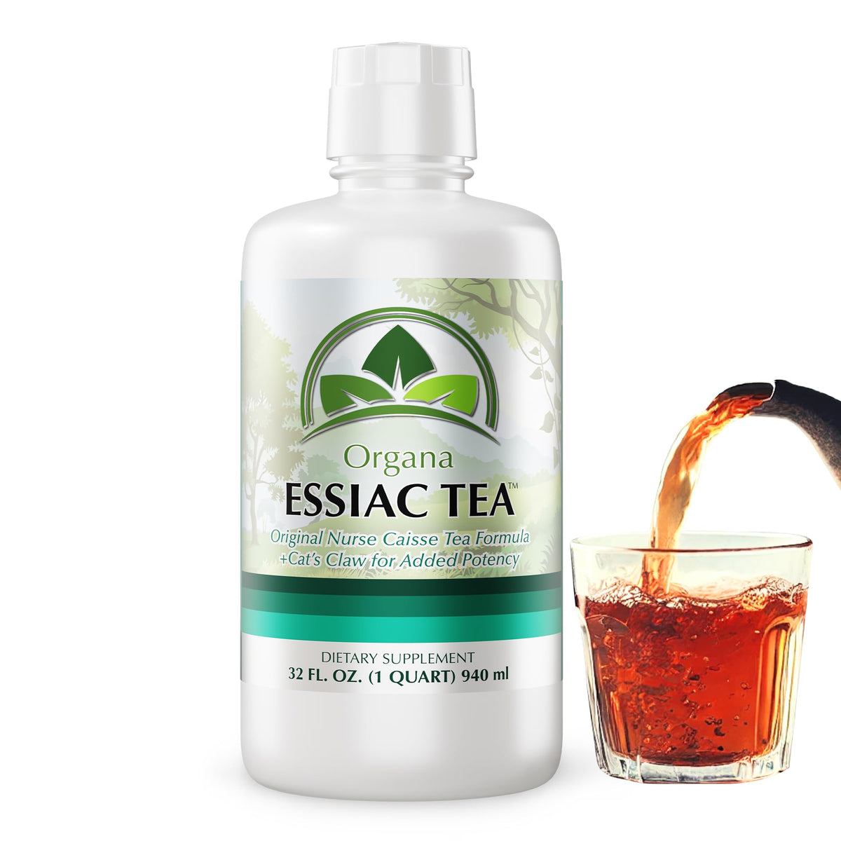 NutriNoche Organa Essiac Tea - Organic Liquid 4-Herb Essiac Blend (32 oz) | Ojibwa Herbal Detox