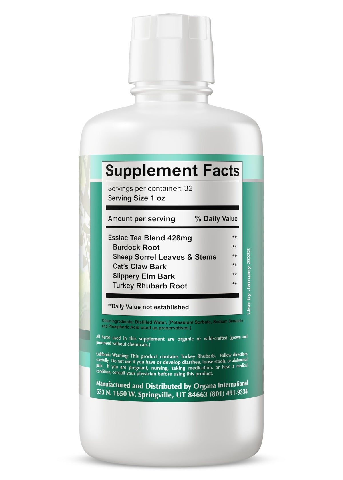 NutriNoche Organa Essiac Tea - Organic Liquid 4-Herb Essiac Blend (32 oz) | Ojibwa Herbal Detox