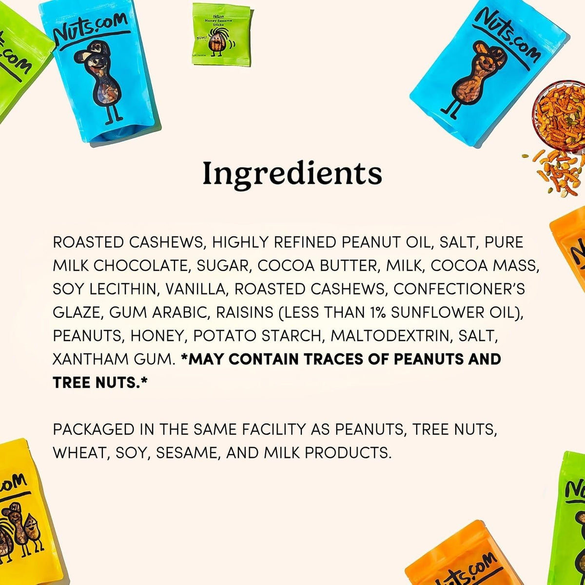 Nuts.com Sweet & Salty Gift Tray – 1.25 Lbs Nut Sampler: Roasted Cashews, Peanuts & Chocolate-Covered Raisins