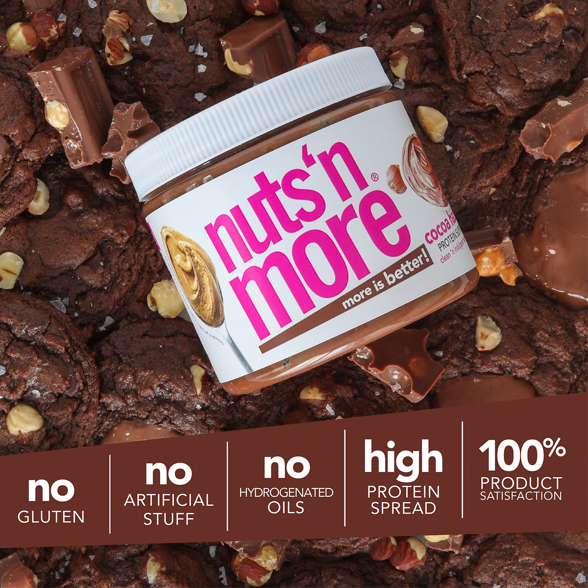Nuts 'N More Cocoa Hazelnut Butter Spread – High Protein Keto Nut Butter (15oz Jar)