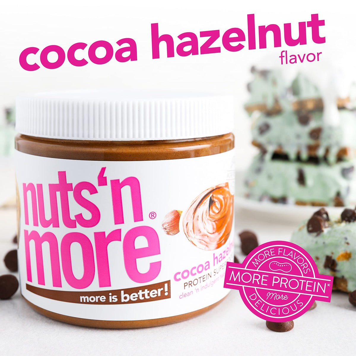 Nuts 'N More Cocoa Hazelnut Butter Spread – High Protein Keto Nut Butter (15oz Jar)