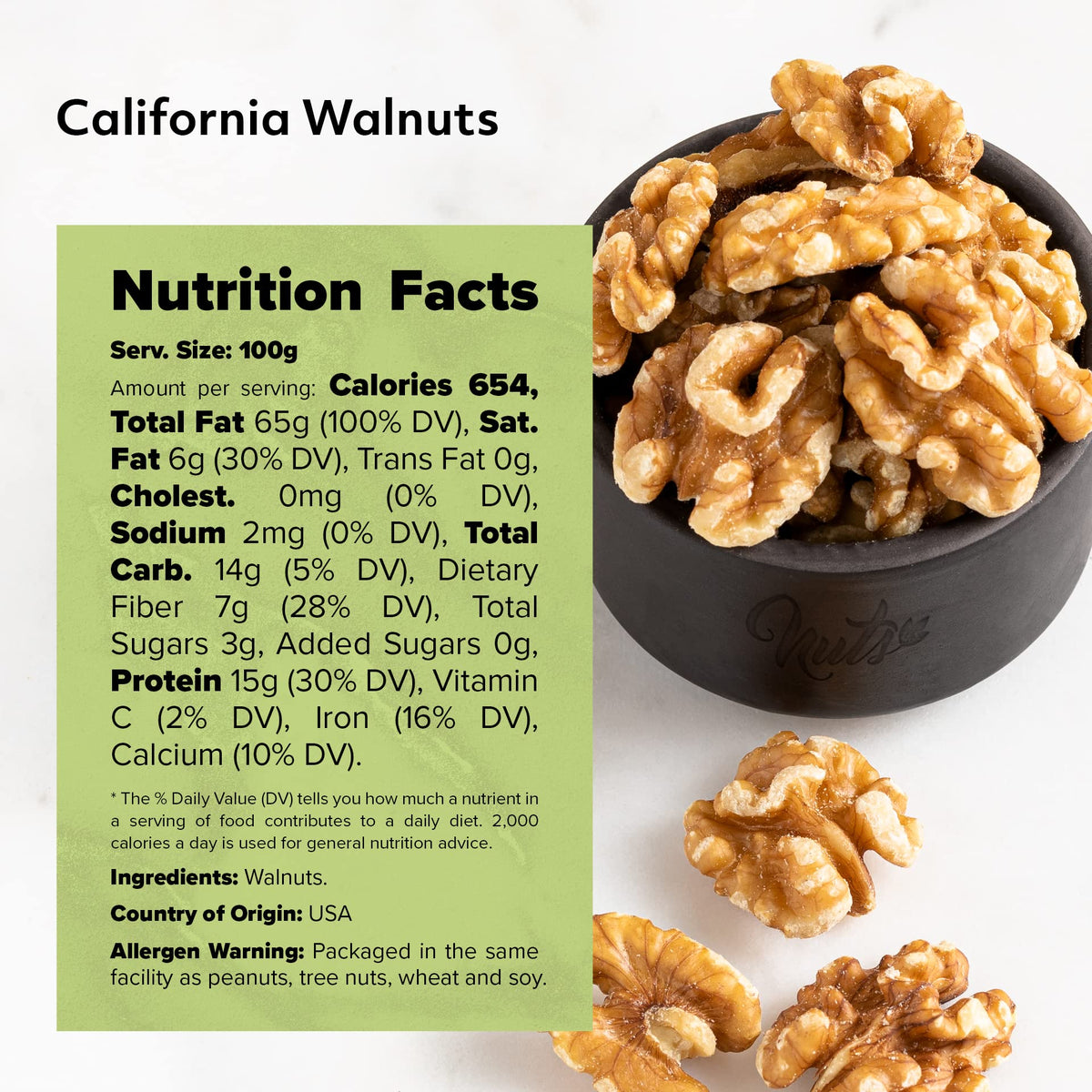 NUTS U.S. California Raw Walnuts (No Shell) – Chandler Variety, Mild Buttery Crunch | Non-GMO, Vegan & Gluten-Free
