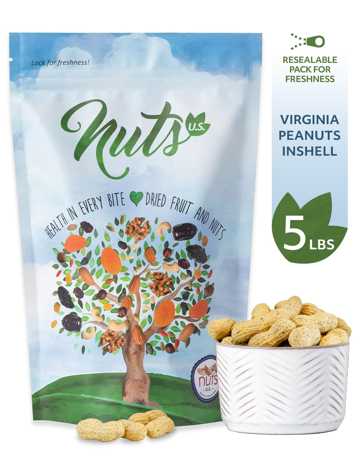 NUTS U.S. Peanuts In Shell – USA-Grown, Non-GMO Raw for Wildlife & Humans | 5 LBS