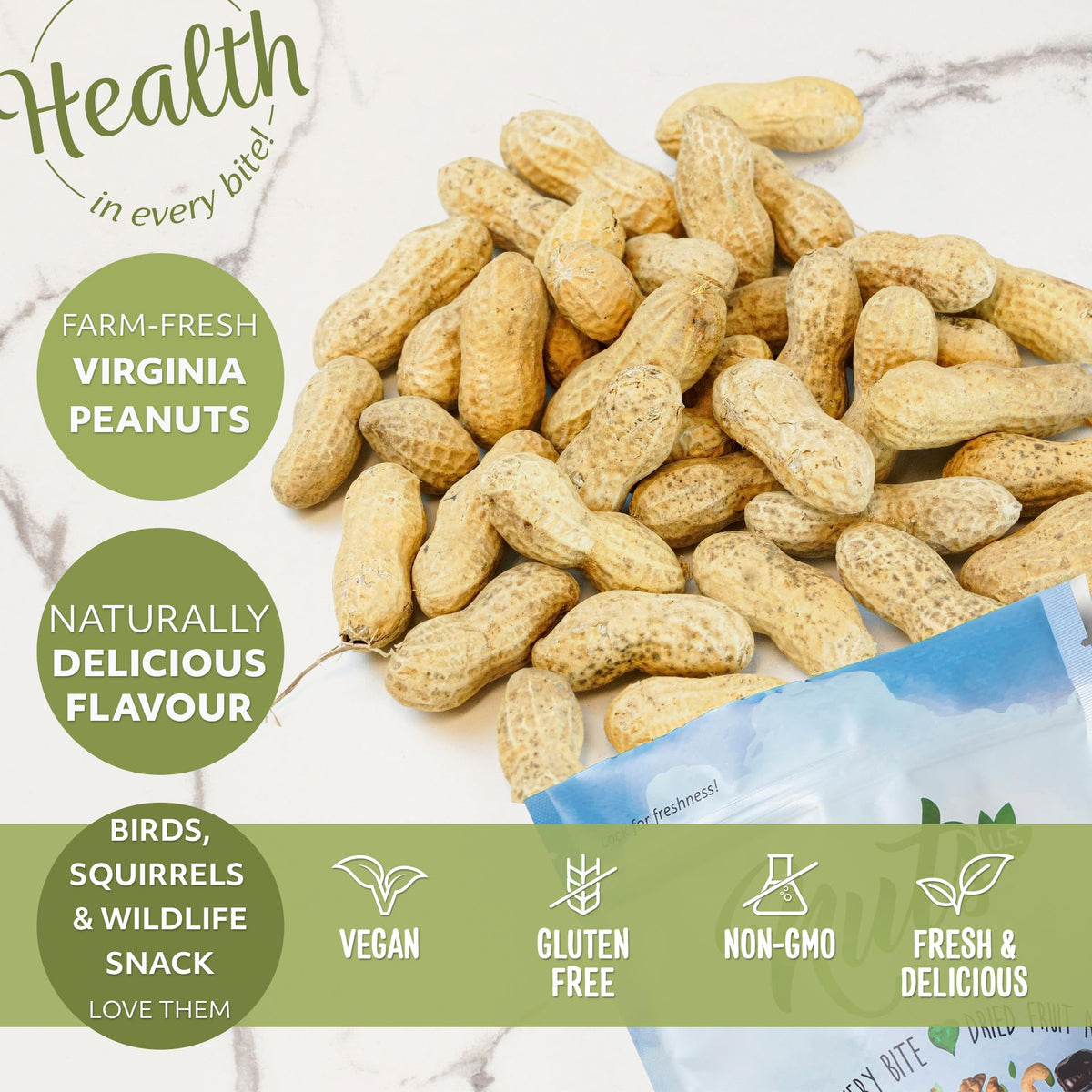 NUTS U.S. Peanuts In Shell – USA-Grown, Non-GMO Raw for Wildlife & Humans | 5 LBS