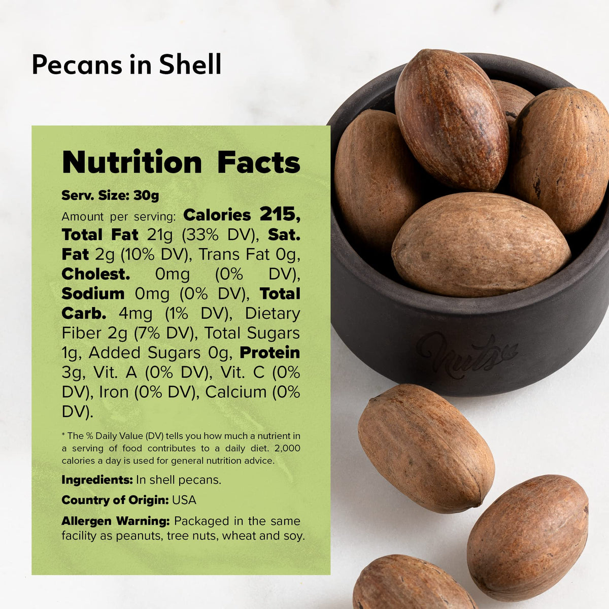 NUTS U.S. Pecans In Shell – Whole Raw Unsalted, 2 LBS | Easy to Crack