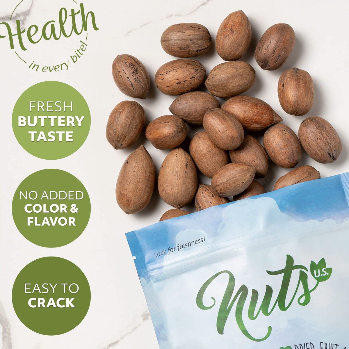 NUTS U.S. Pecans In Shell – Whole Raw Unsalted, 2 LBS | Easy to Crack