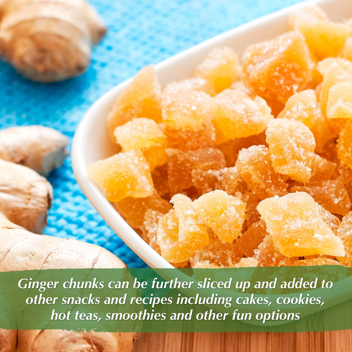 NUTS U.S. Unsulphured Crystallized Ginger Chunks – Resealable 3 lb Bag | No Artificial Colors