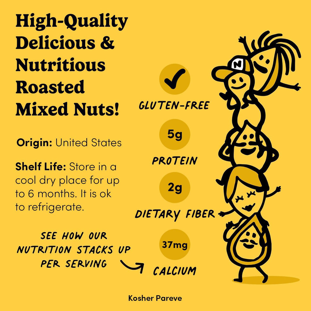 Nuts.com Roasted Mixed Nuts (50% Less Salt) – 24 Single-Serve Packs | Gluten-Free, Kosher, No Peanuts