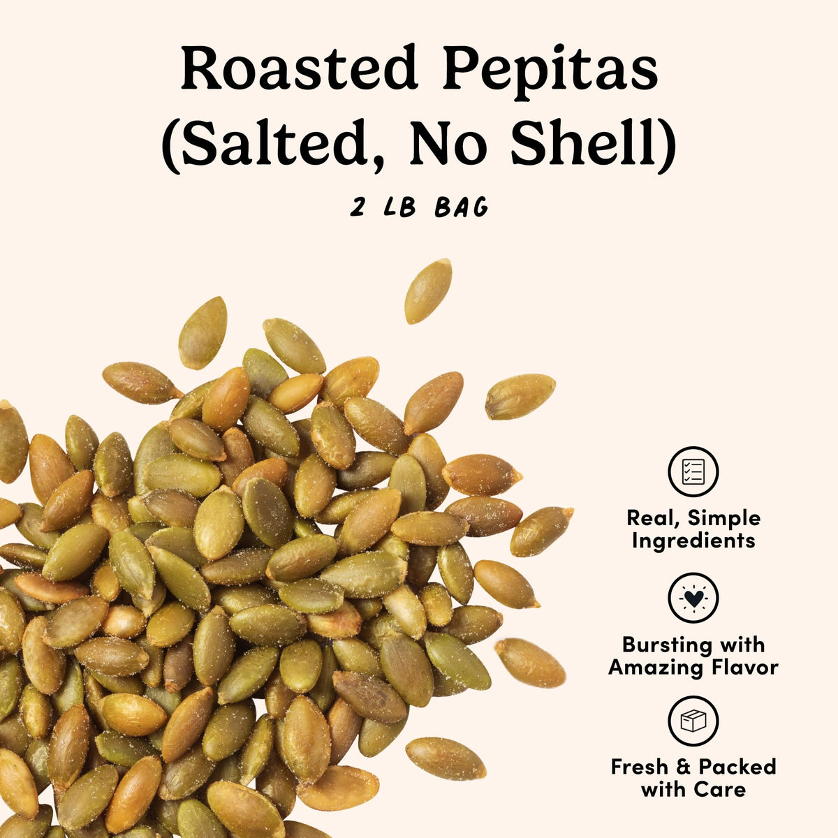 Nuts.com Roasted Pepitas – 2 lb Salted No-Shell Pumpkin Seeds | Keto, Vegan, Gluten-Free, Kosher Pareve