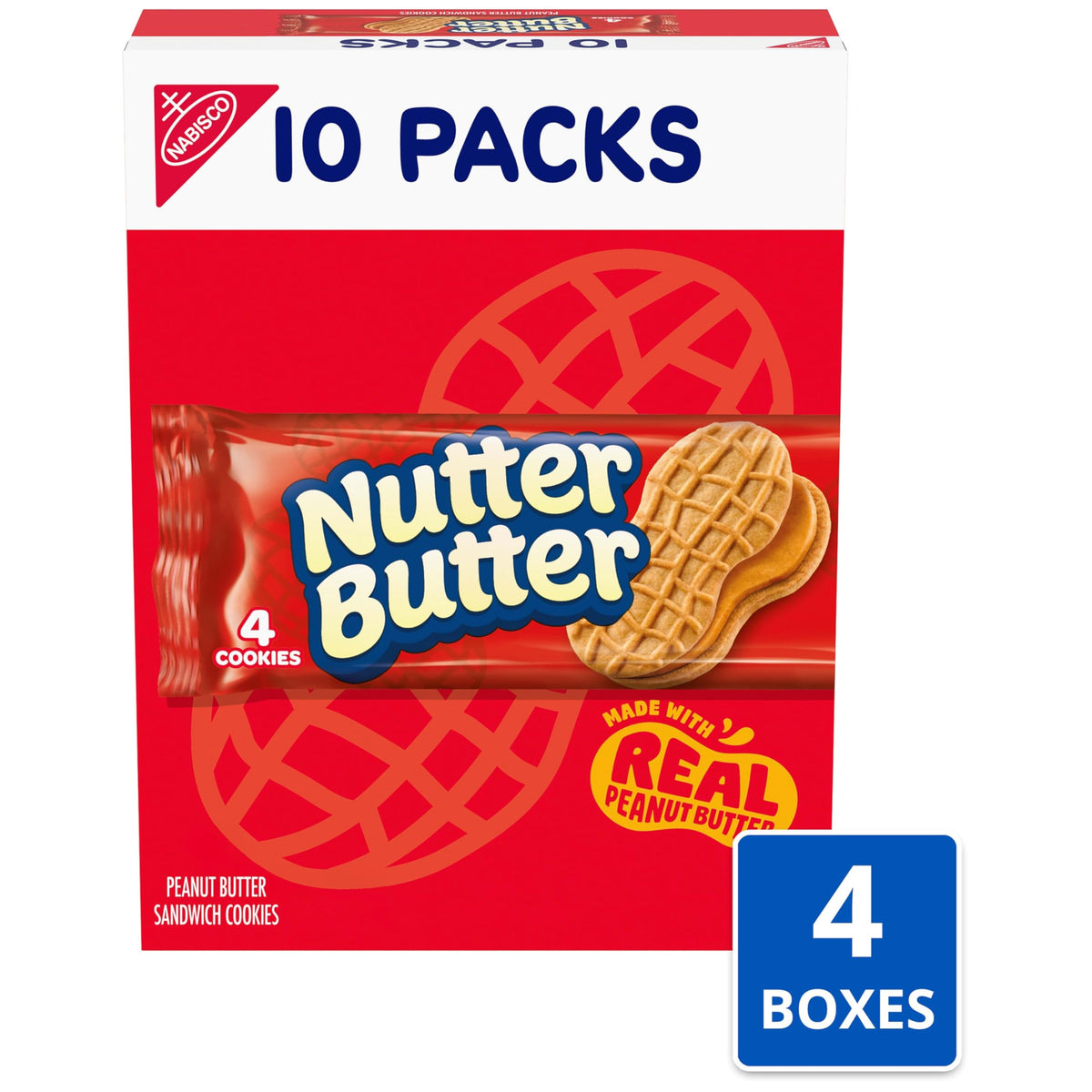 Nutter Butter Peanut Butter Sandwich Cookies – 40 Snack Packs (4 Cookies/Pack)