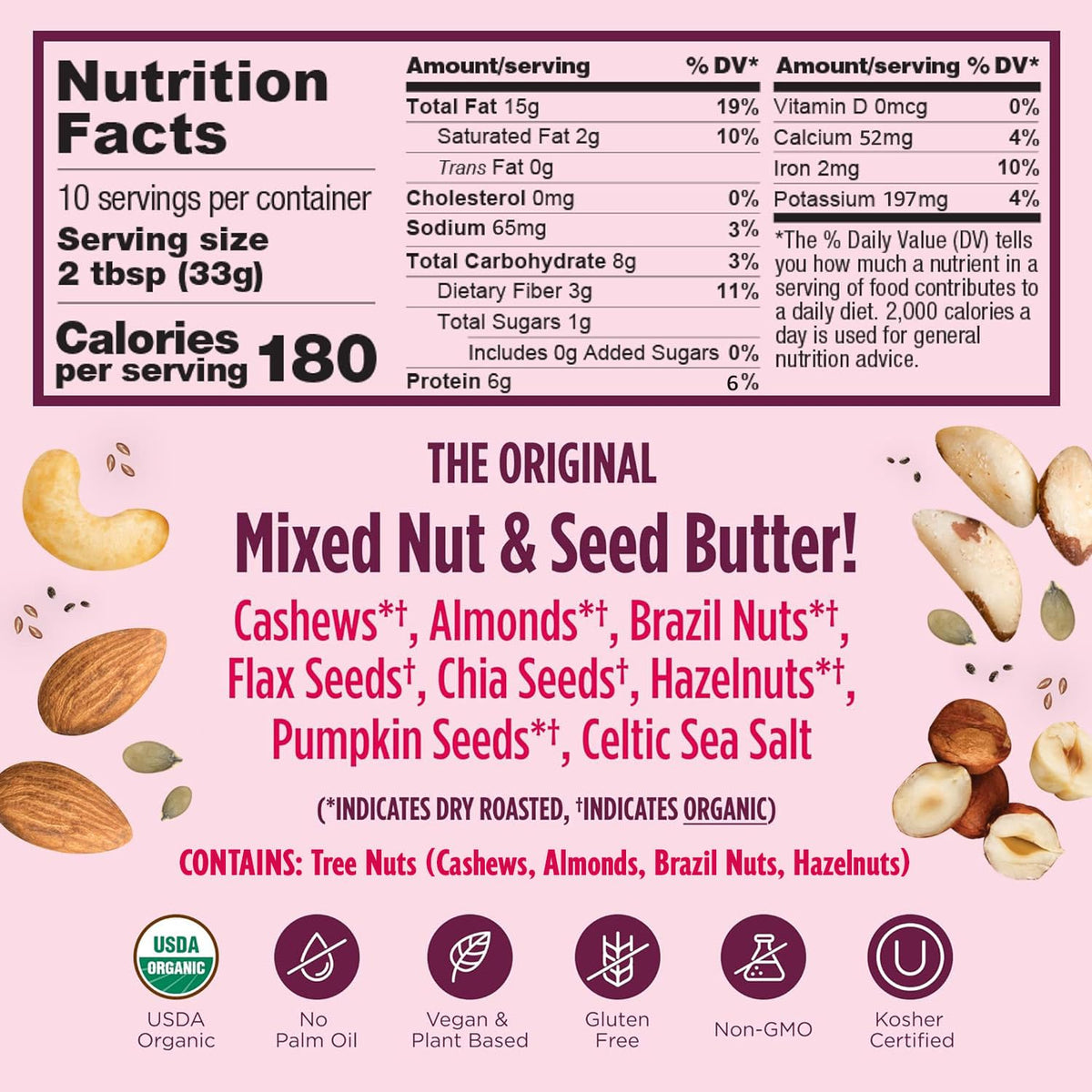 NuttZo Organic Power Fuel — 7 Nuts & Seeds Butter, Smooth, Keto & Paleo Friendly, 2 Pack
