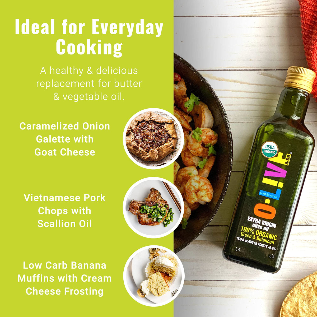 O-Live & Co. Premium USDA Organic Extra Virgin Olive Oil - First Cold Pressed EVOO - 1L