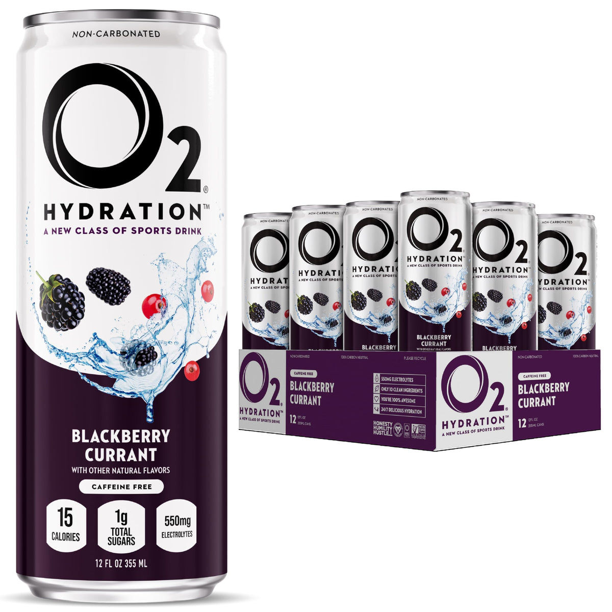 O2 Blackberry Currant Post Workout Recovery Drink | Powerful Electrolyte Hydration