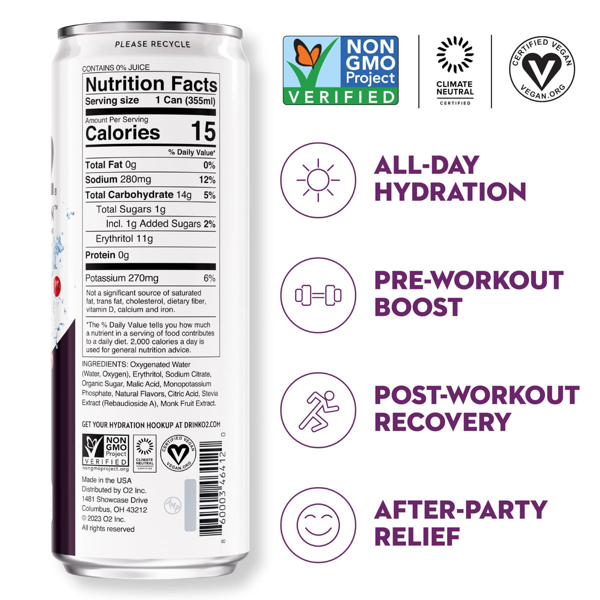 O2 Blackberry Currant Post Workout Recovery Drink | Powerful Electrolyte Hydration