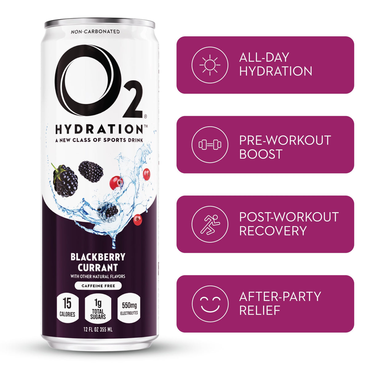 O2 Blackberry Currant Post Workout Recovery Drink | Powerful Electrolyte Hydration