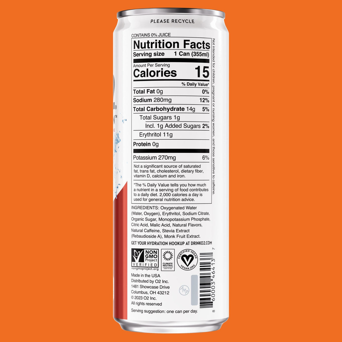 O2 Orange Mango Post-Workout Recovery Drink – Caffeinated Electrolyte Hydration