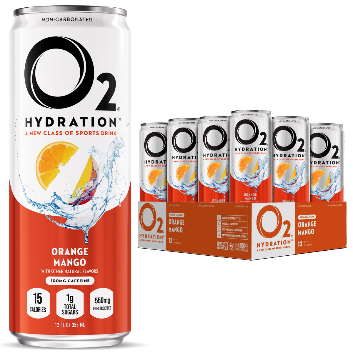 O2 Orange Mango Post-Workout Recovery Drink – Caffeinated Electrolyte Hydration