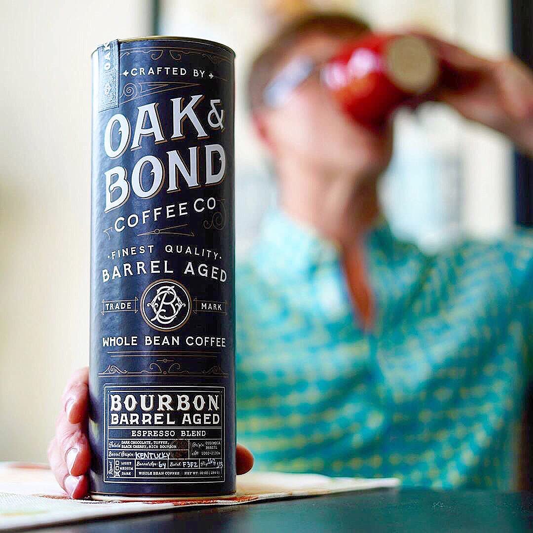 Oak & Bond Espresso Bourbon Barrel-Aged Coffee — Colombia & Brazil Dark Roast, Arabica Whole Bean, 10 oz