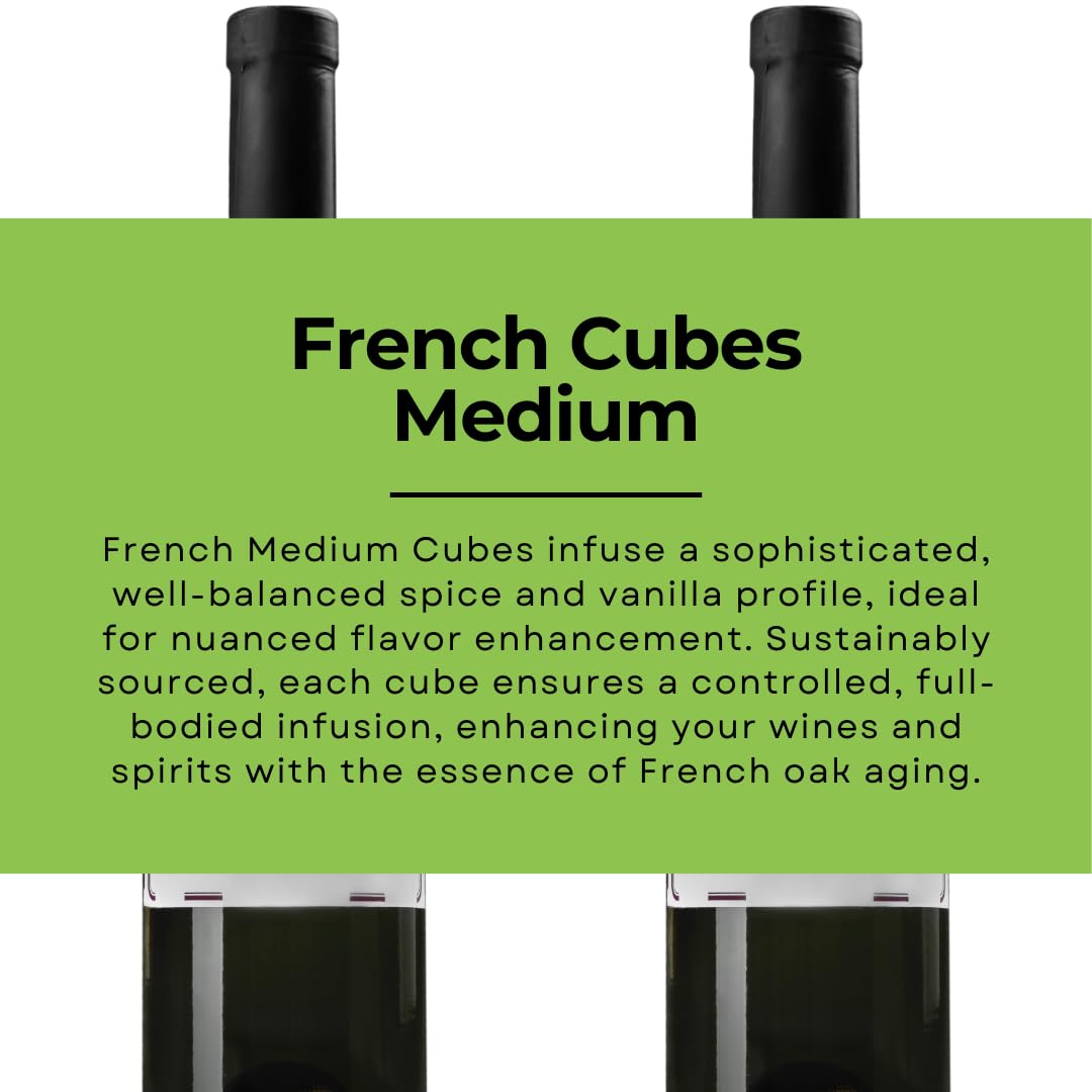Oak Chips Inc. French Oak Cubes — Medium Toast, 1 lb for Aging Wines & Spirits