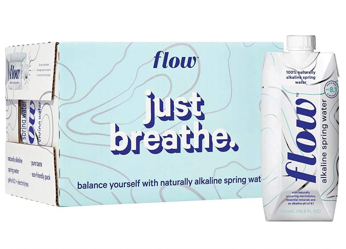 Flow Alkaline Spring Water – Oasis Snacks | pH 8.1, Minerals & Electrolytes, 16.9oz (12-Pack), Eco-Pack