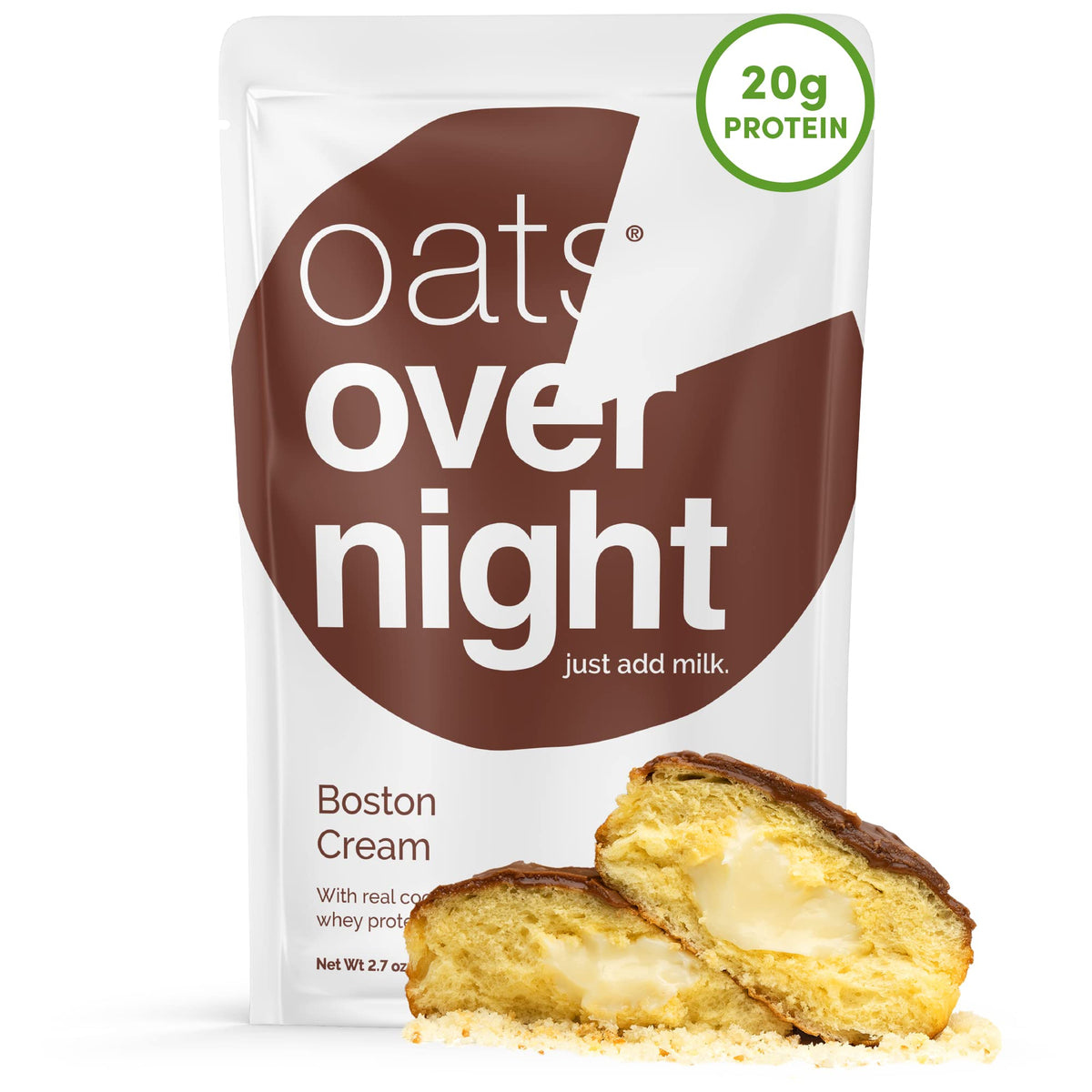 Oats Overnight Boston Cream – 20g Protein, 6g Fiber, Gluten Free Overnight Oats (2.7 oz per meal) (8 Pack)
