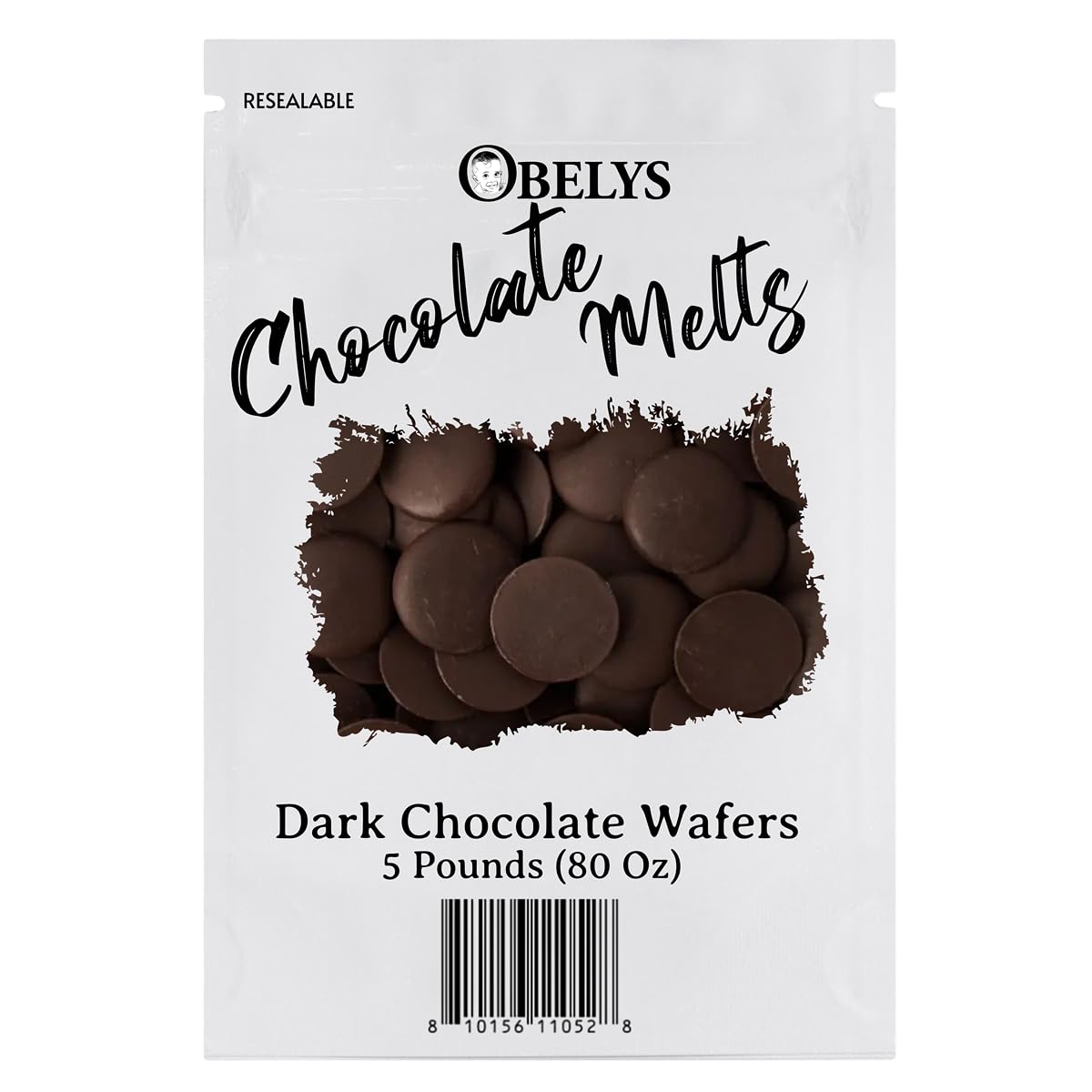 OBELYS Cocoa Dark Chocolate Melts - 5 lb Bag for Dipping, Molding & Baking