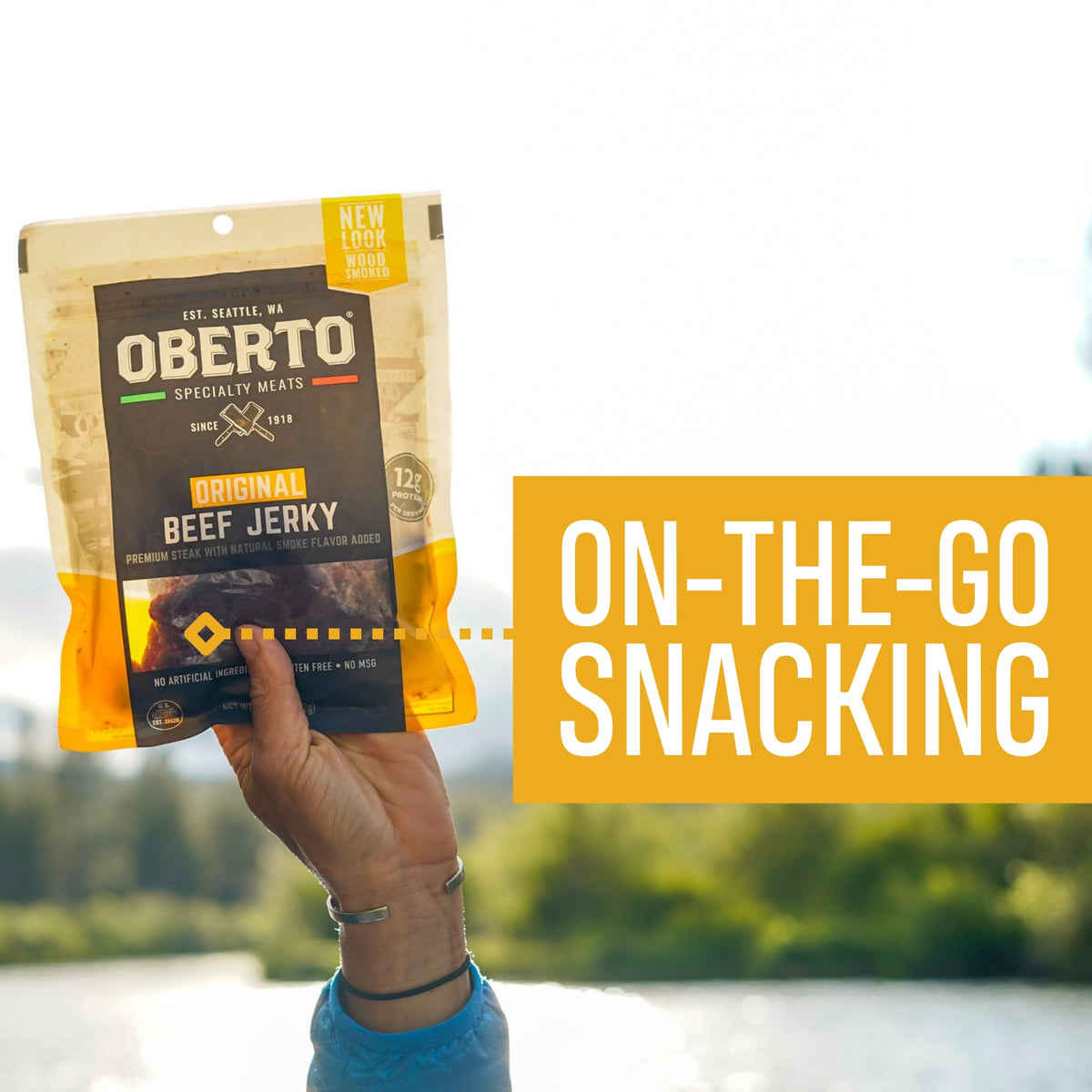 Oberto Original Beef Jerky — Real Wood Smoked, 12g Protein per 1oz, 2.7 oz Pack of 8