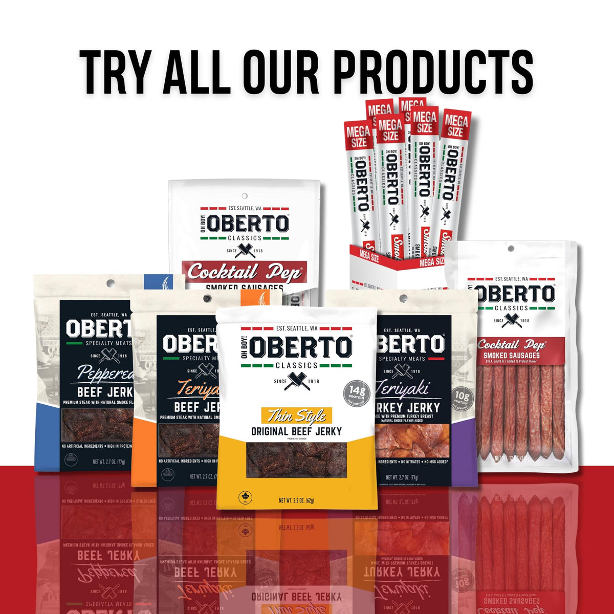 Oberto Teriyaki Turkey Jerky — 10 g Protein per 1 oz, No Artificial Ingredients, Pack of 8 (2.7 oz each)