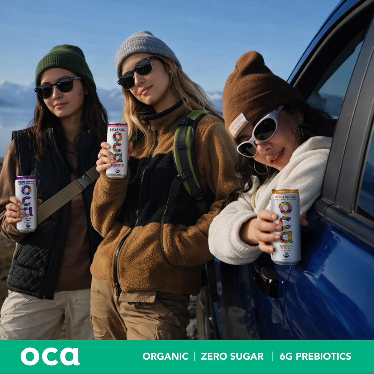OCA Zero 3-Flavor Variety Pack – Berry Acai, Tropical Mango & Strawberry Watermelon | Organic Energy Drink, Zero Sugar, Vegan, Gluten-Free, 12 fl oz (12-pack)