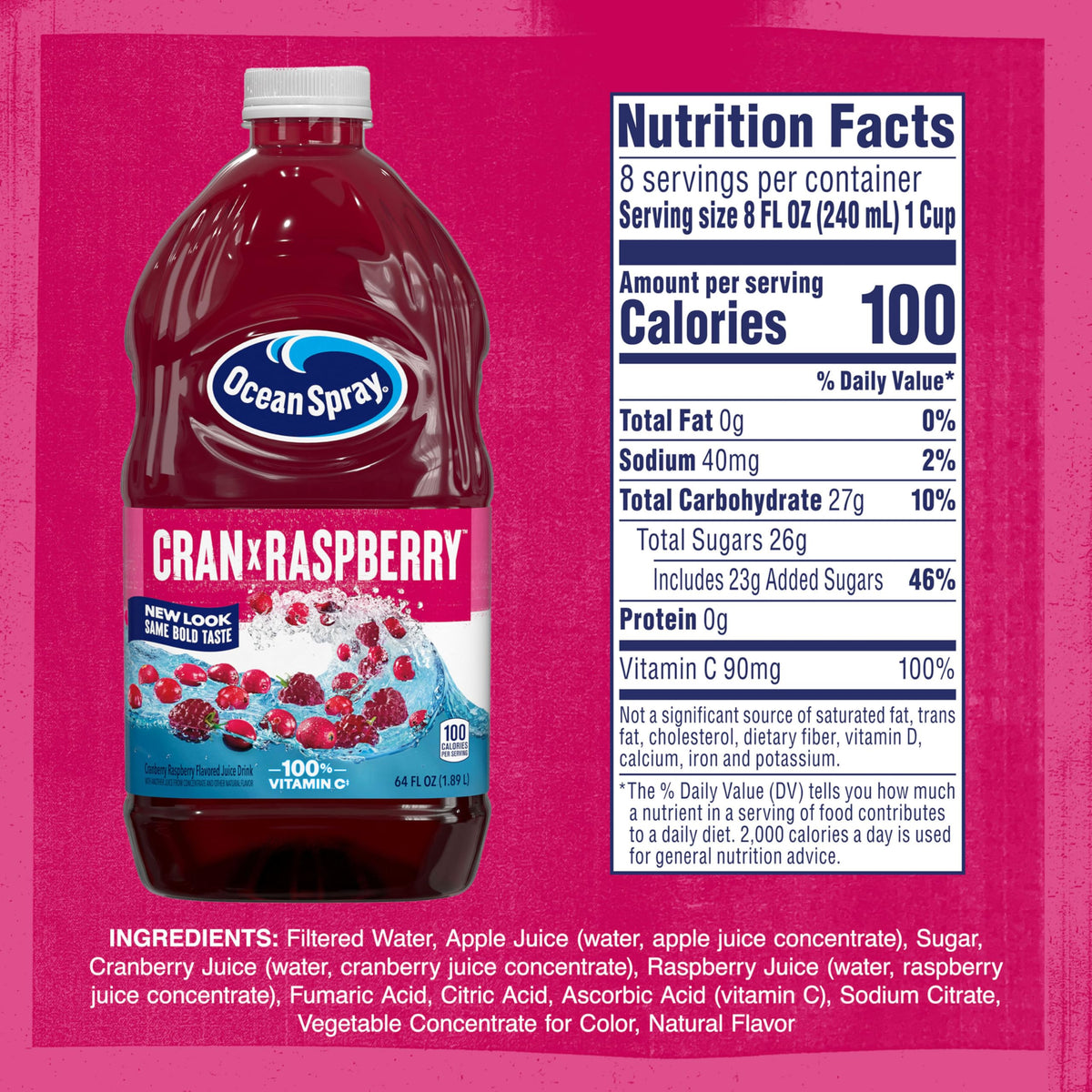 Ocean Spray Cran-Raspberry Cranberry Raspberry Juice Drink - 64-oz Bottles (Pack of 8)