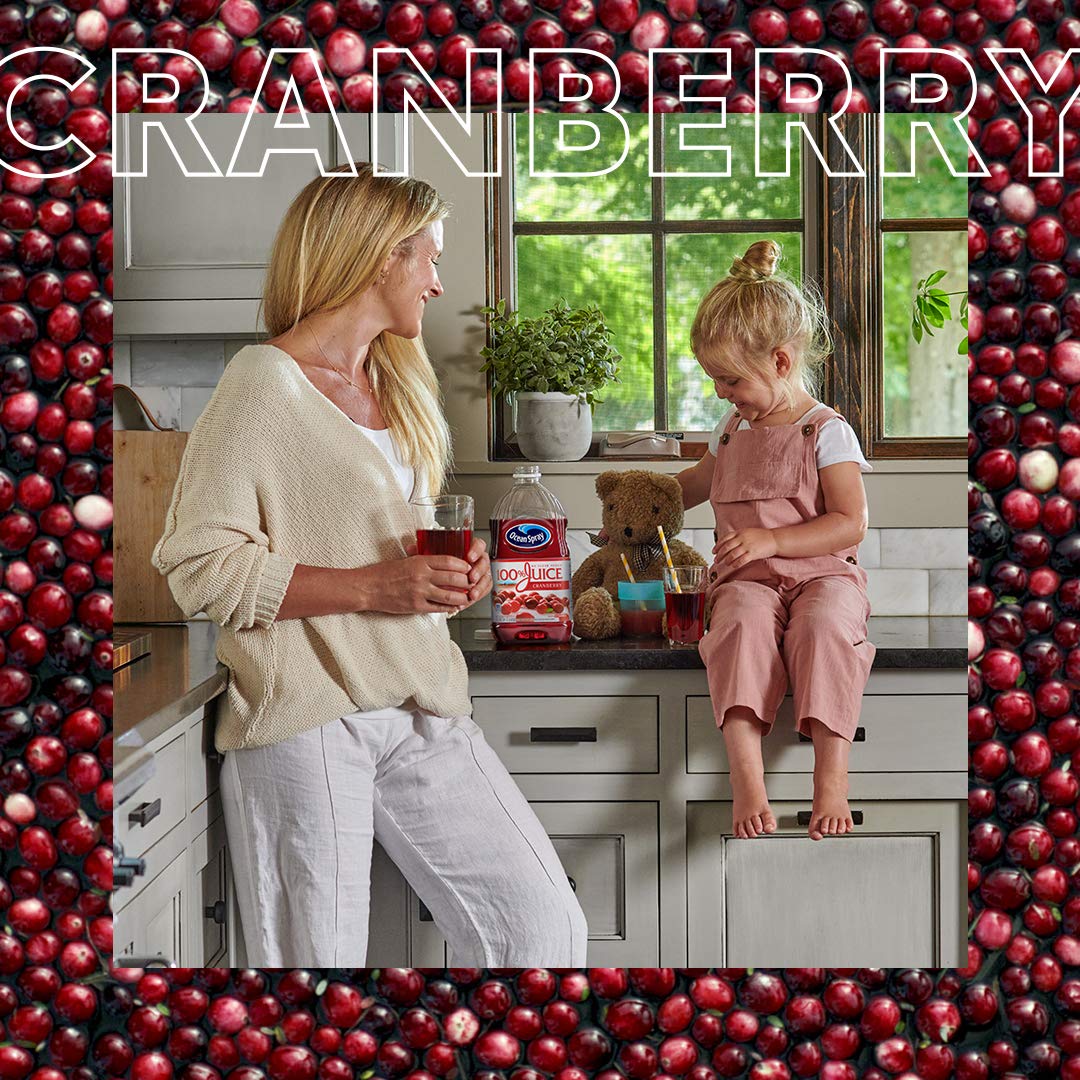 Ocean Spray 100% Juice Cranberry Cherry Blend – 64 oz Bottle (Pack of 8) | No Added Sugar