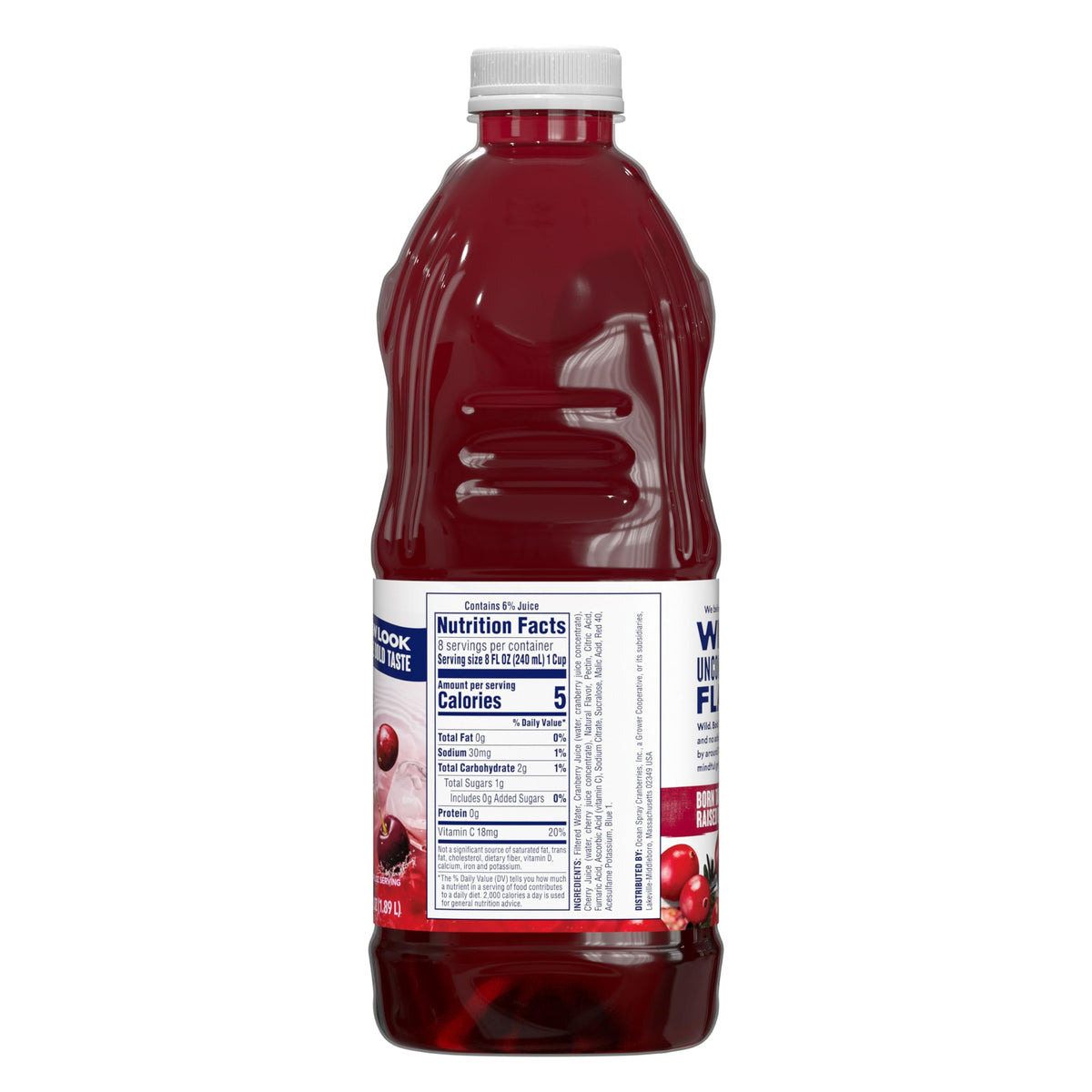 Ocean Spray Diet Cran-Cherry Cranberry Cherry Juice Drink — 64 oz Bottles (Pack of 8) | 5 Calories per 8 oz