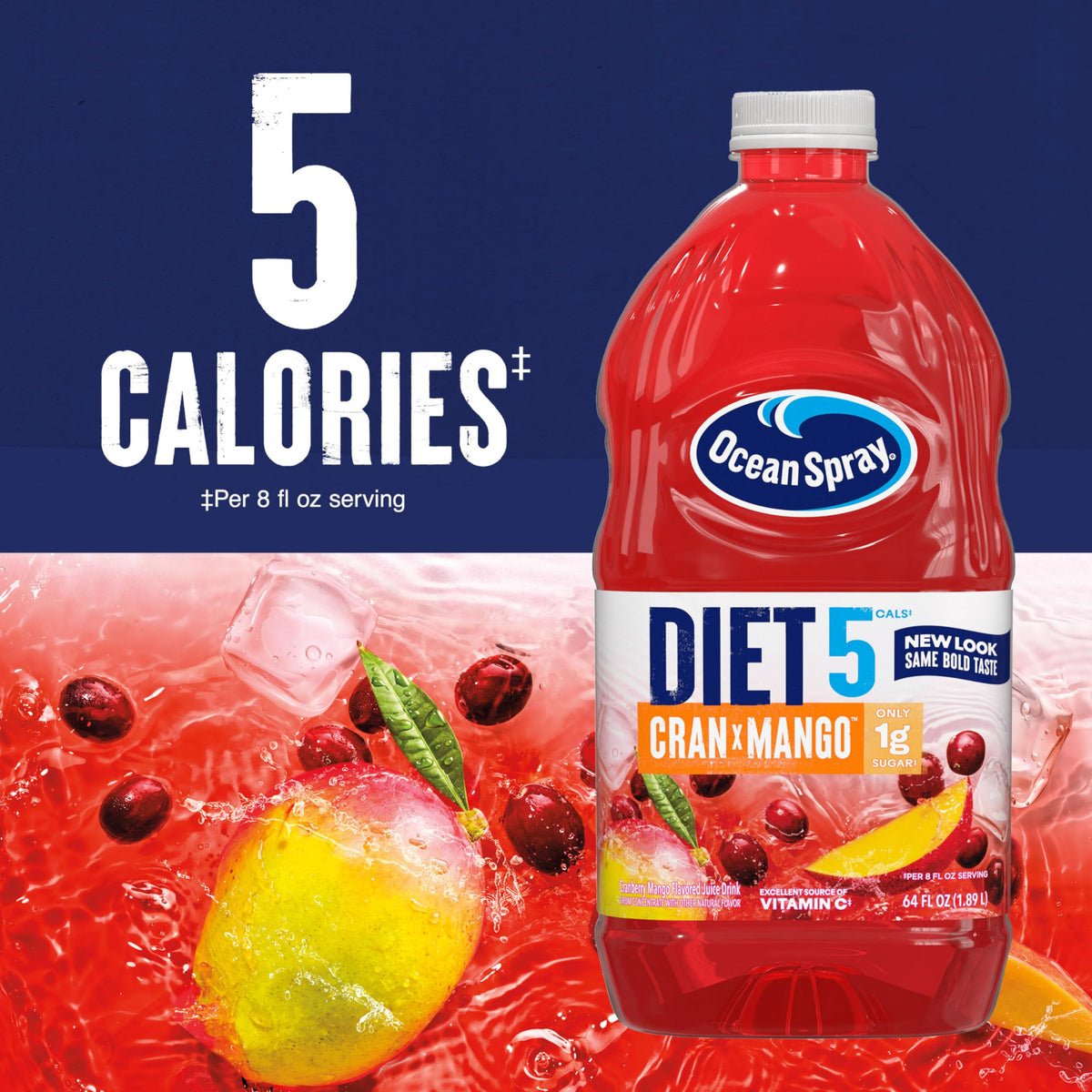 Ocean Spray Diet Cran-Mango Cranberry Mango Juice Drink – 64 oz Bottle (Pack of 8)
