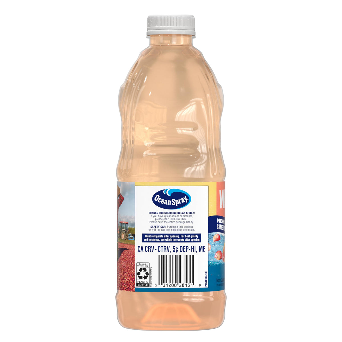 Ocean Spray White Cran-Peach Juice Drink 64 fl oz Bottle (Pack of 8)